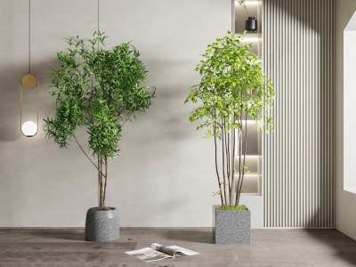 现代绿植盆栽3D模型下载